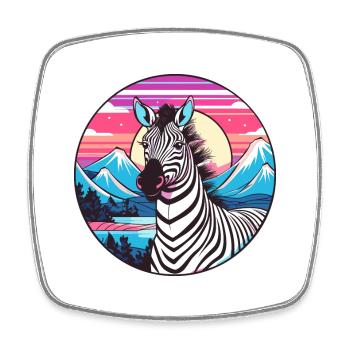 Zebra Watercolor Cartoon Kawaii Pet Animal Colorfu - Square fridge magnet - white - Front