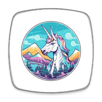 Einhorn Aquarell Karikatur Kawaii Haustier Tier Farbe - Viereckiger Kühlschrankmagnet - Weiß - Vorne