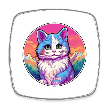 Bambino Katze Bunte Karikatur Aquarell Illustrati - Viereckiger Kühlschrankmagnet - Weiß - Vorne