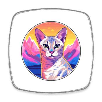Arabe égyptien Mau Cat Coloré Cartoon Watercol - Magnet carré - blanc - Devant