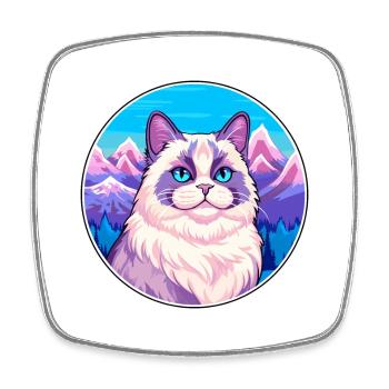 Birman Cat Colorful Cartoon Watercolor Illustratio - Square fridge magnet - white - Front