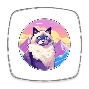 Birma Heilige Katze Bunte Karikatur Aquarell Illu - Viereckiger Kühlschrankmagnet - Weiß - Vorne