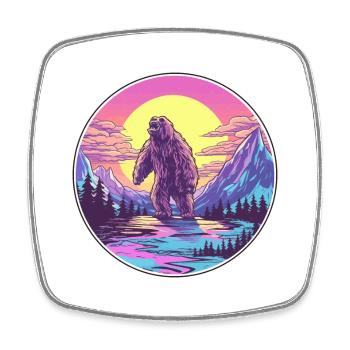Big Foot Watercolor Cartoon Kawaii Pet Animal Colo - Square fridge magnet - white - Front