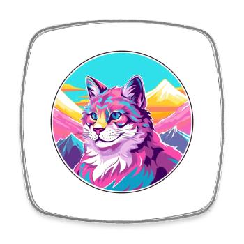 Katze Aquarell Karikatur Kawaii Haustier Tier Bunt - Viereckiger Kühlschrankmagnet - Weiß - Vorne