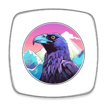 Corbeau Aquarelle Dessin Animé Kawaii Animal De Compagnie Coloré - Magnet carré - blanc - Devant