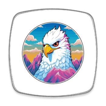 Cockatoo Watercolor Cartoon Kawaii Pet Animal Colo - Square fridge magnet - white - Front
