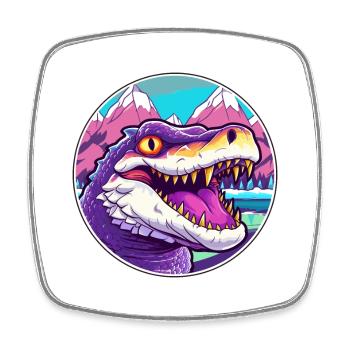 Crocodile Watercolor Cartoon Kawaii Pet Animal Col - Square fridge magnet - white - Front