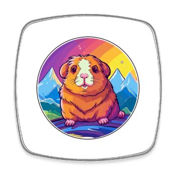 Cochon d’Inde aquarelle dessin animé Kawaii Pet Animal Co - Magnet carré - blanc - Devant