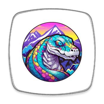 Anaconda Watercolor Cartoon Kawaii Pet Animal Colo - Square fridge magnet - white - Front