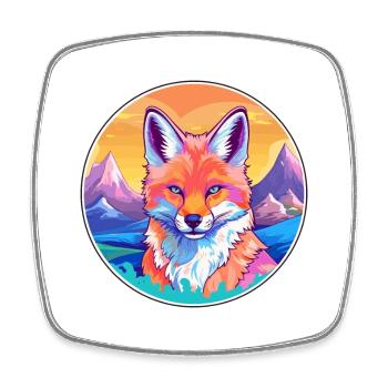 Fuchs Aquarell Karikatur Kawaii Haustier Tier Bunt - Viereckiger Kühlschrankmagnet - Weiß - Vorne