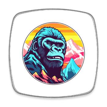 Gorilla Watercolor Cartoon Kawaii Pet Animal Color - Square fridge magnet - white - Front