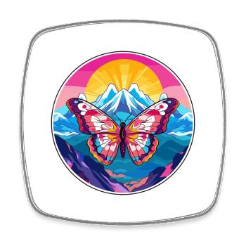 Papillon aquarelle dessin animé Kawaii animal de compagnie Col - Magnet carré - blanc - Devant