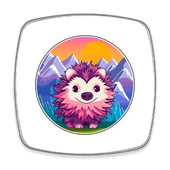 Igel Aquarell Karikatur Kawaii Haustier Tier Colo - Viereckiger Kühlschrankmagnet - Weiß - Vorne