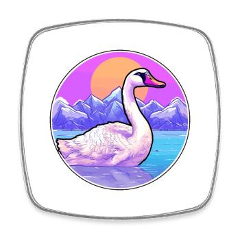 Goose Watercolor Cartoon Kawaii Pet Animal Colorfu - Square fridge magnet - white - Front