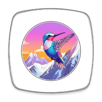 Colibri Aquarelle Dessin Animé Kawaii Animal De Compagnie C - Magnet carré - blanc - Devant