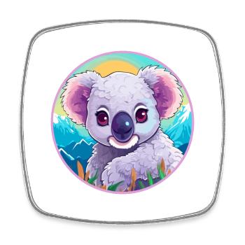 Koala Watercolor Cartoon Kawaii Pet Animal Colorfu - Square fridge magnet - white - Front