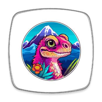 Lizard Watercolor Cartoon Kawaii Pet Animal Colorf - Square fridge magnet - white - Front