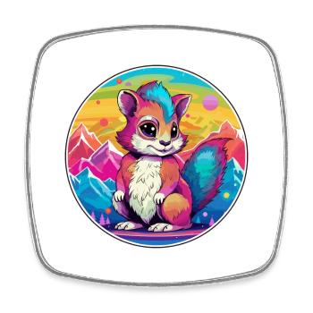 Eichhörnchen Aquarell Karikatur Kawaii Haustier Tier Colo - Viereckiger Kühlschrankmagnet - Weiß - Vorne