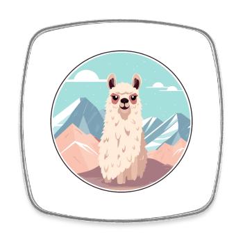 Alpaga Aquarelle Dessin Animé Kawaii Animal De Compagnie Colorf - Magnet carré - blanc - Devant