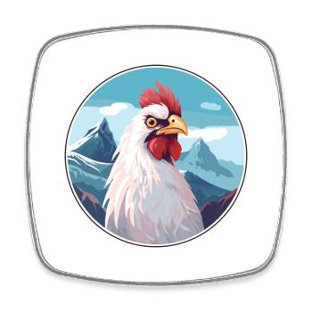 Chicken Watercolor Cartoon Kawaii Pet Animal Color - Square fridge magnet - white - Front