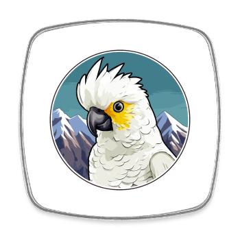 Cockatoo Watercolor Cartoon Kawaii Pet Animal Colo - Square fridge magnet - white - Front