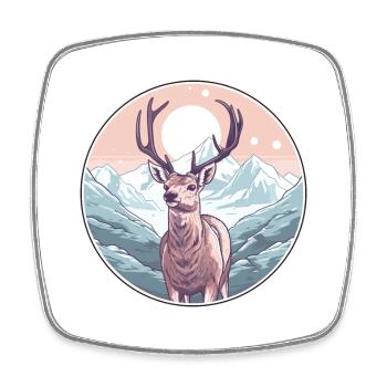 Deer Watercolor Cartoon Kawaii Pet Animal Colorful - Square fridge magnet - white - Front