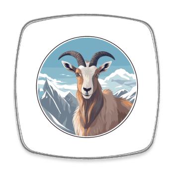 Goat Watercolor Cartoon Kawaii Pet Animal Colorful - Square fridge magnet - white - Front