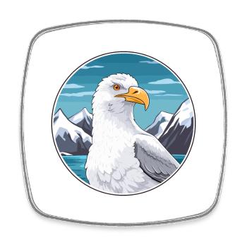 Seagull Watercolor Cartoon Kawaii Pet Animal Color - Square fridge magnet - white - Front