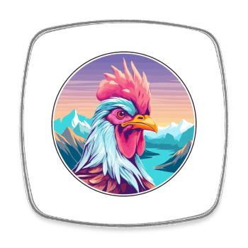 Hahn Aquarell Karikatur Kawaii Haustier Tier Farbe - Viereckiger Kühlschrankmagnet - Weiß - Vorne