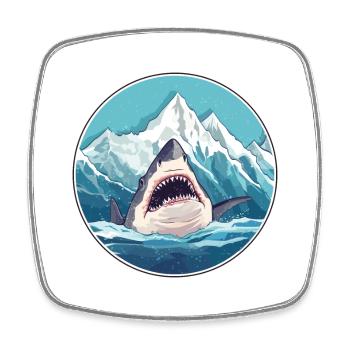 Shark Watercolor Cartoon Kawaii Pet Animal Colorfu - Square fridge magnet - white - Front