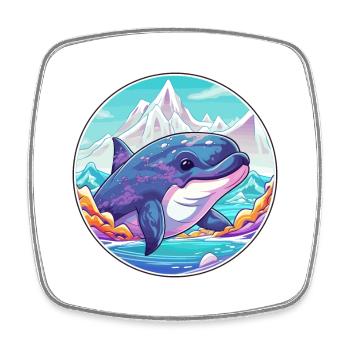 Wal Aquarell Karikatur Kawaii Haustier Tier Farbefu - Viereckiger Kühlschrankmagnet - Weiß - Vorne