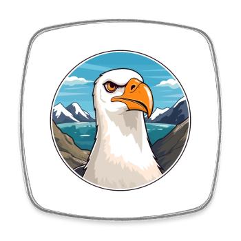 Albatros aquarelle dessin animé Kawaii animal de compagnie Col - Magnet carré - blanc - Devant
