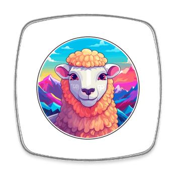 Mouton Aquarelle Dessin Animé Kawaii Animal Animal Colorfu - Magnet carré - blanc - Devant