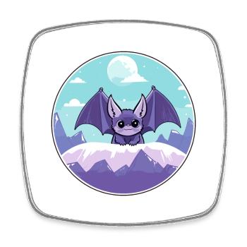 Fledermaus Aquarell Karikatur Kawaii Haustier Tier Bunt - Viereckiger Kühlschrankmagnet - Weiß - Vorne