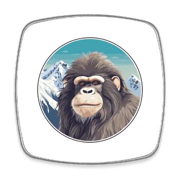 Baboon Watercolor Cartoon Kawaii Pet Animal Colorf - Square fridge magnet - white - Front