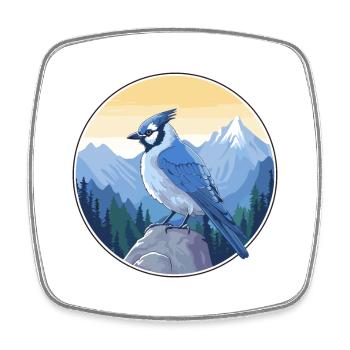 Blauer Eichelhäher Aquarell Karikatur Kawaii Haustier Tier Colo - Viereckiger Kühlschrankmagnet - Weiß - Vorne