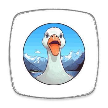 Gans Aquarell Cartoon Kawaii Haustier Tier Farbefu - Viereckiger Kühlschrankmagnet - Weiß - Vorne