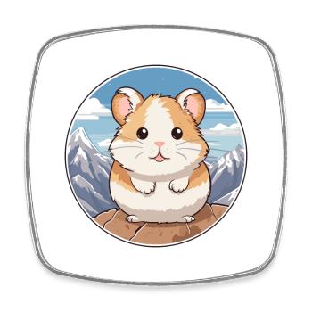 Hamster Watercolor Cartoon Kawaii Pet Animal Color - Square fridge magnet - white - Front