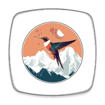 Colibri Aquarelle Dessin Animé Kawaii Animal De Compagnie C - Magnet carré - blanc - Devant