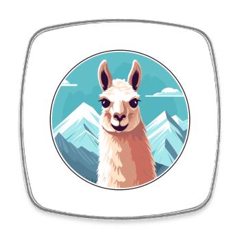 Llama Watercolor Cartoon Kawaii Pet Animal Colorfu - Square fridge magnet - white - Front