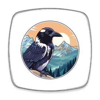 Elster Aquarell Karikatur Kawaii Haustier Tier Farbe - Viereckiger Kühlschrankmagnet - Weiß - Vorne