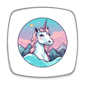 Einhorn Aquarell Karikatur Kawaii Haustier Tier Farbe - Viereckiger Kühlschrankmagnet - Weiß - Vorne