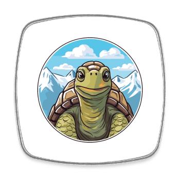 Turtle Watercolor Cartoon Kawaii Pet Animal Colorf - Square fridge magnet - white - Front