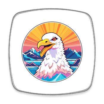 Seagull Watercolor Cartoon Kawaii Pet Animal Color - Square fridge magnet - white - Front