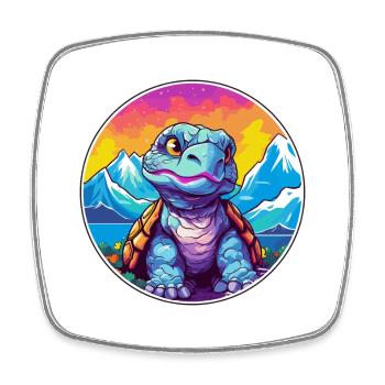 Turtle Watercolor Cartoon Kawaii Pet Animal Colorf - Square fridge magnet - white - Front