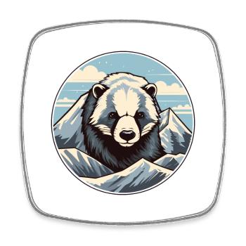 Blaireau Aquarelle Dessin Animé Kawaii Animal De Compagnie Colorf - Magnet carré - blanc - Devant