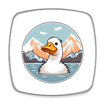 Duck Watercolor Cartoon Kawaii Pet Animal Colorful - Square fridge magnet - white - Front