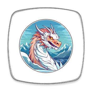 Dragon Watercolor Cartoon Kawaii Pet Animal Colorf - Square fridge magnet - white - Front