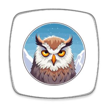 Owl Watercolor Cartoon Kawaii Pet Animal Colorful - Square fridge magnet - white - Front