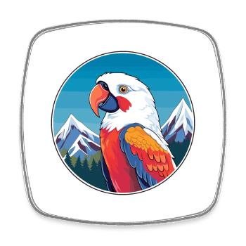 Papagei Aquarell Karikatur Kawaii Haustier Tier Farbe - Viereckiger Kühlschrankmagnet - Weiß - Vorne